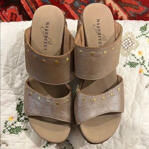 Naked Feet Tan Mules Comfortable Suede-Like Clogs